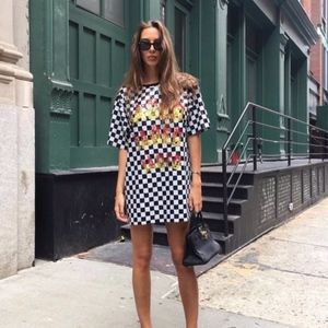 Jaded London Sequin Fire Checkerboard Dress